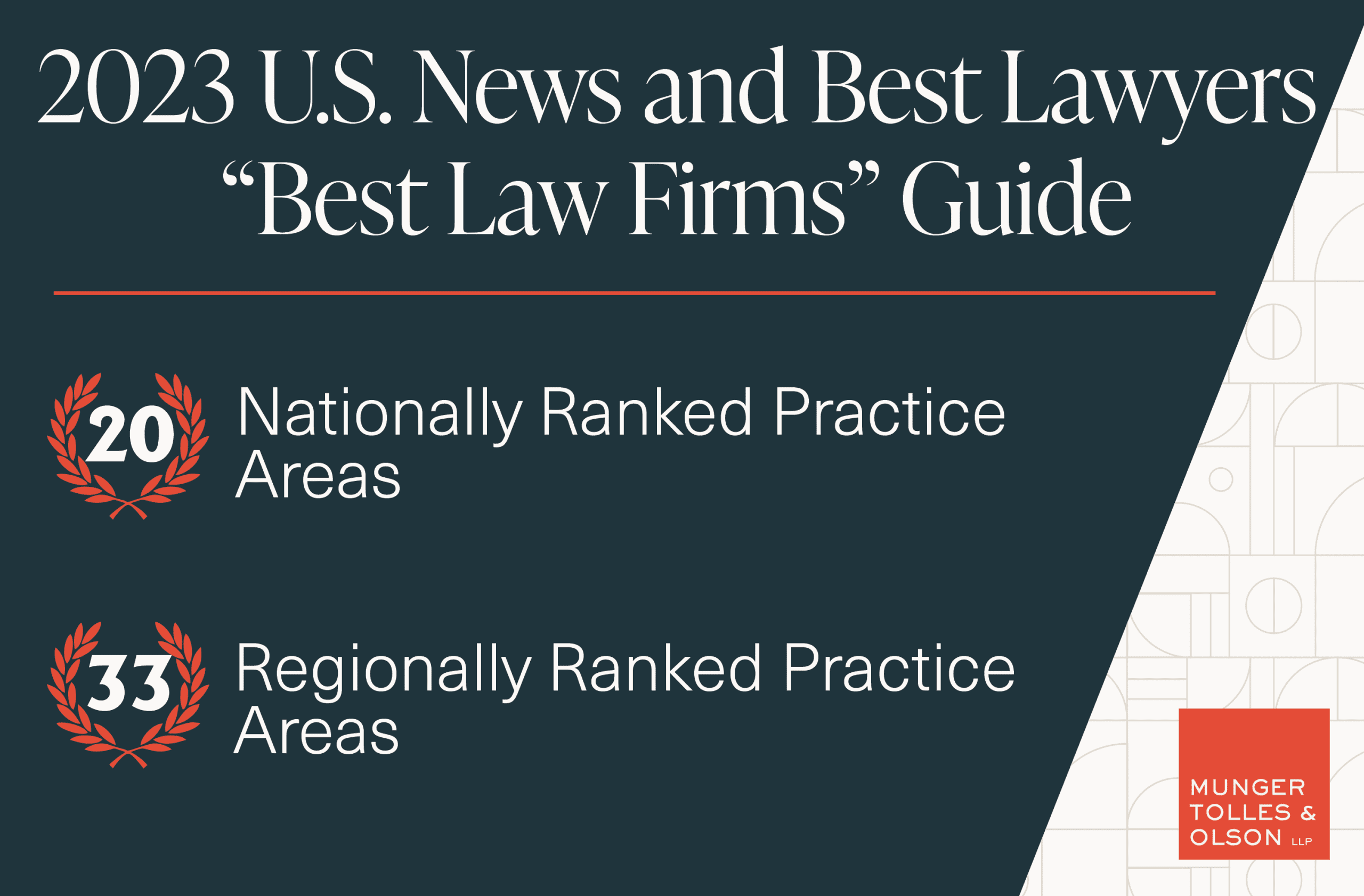 Munger, Tolles & Olson Receives 53 Rankings in the 2023 U.S. News and Best Lawyers “Best Law Firms” Guide