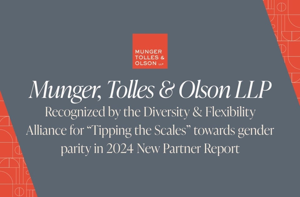 MTO Once Again Recognized as a 2024 “Tipping the Scales” Firm for Advancements Toward Gender Parity in Law Firm Partnerships 1 MTO Once Again Recognized as a 2024 “Tipping the Scales” Firm for Advancements Toward Gender Parity in Law Firm Partnerships