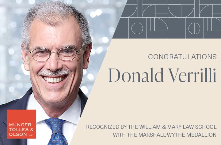 Don Verrilli Recognized by William & Mary Law School with Marshall-Wythe Medallion