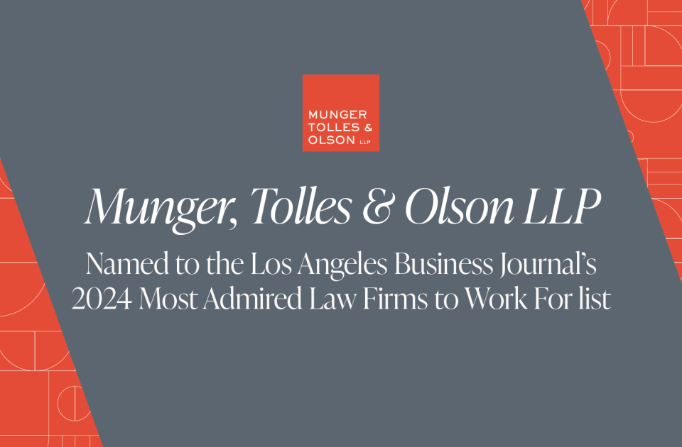 Los Angeles Business Journal Names MTO to Most Admired Law Firms to Work For List for the Fourth Consecutive Year 1 Los Angeles Business Journal Names MTO to Most Admired Law Firms to Work For List for the Fourth Consecutive Year
