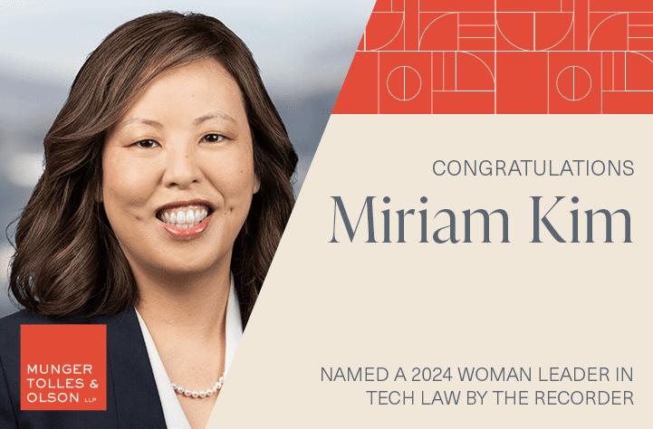 Miriam Kim Named a 2024 Woman Leader in Tech Law by The Recorder