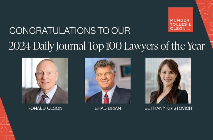 Ronald Olson, Brad Brian and Bethany Kristovich Named Among 2024 Top 100 Lawyers in California