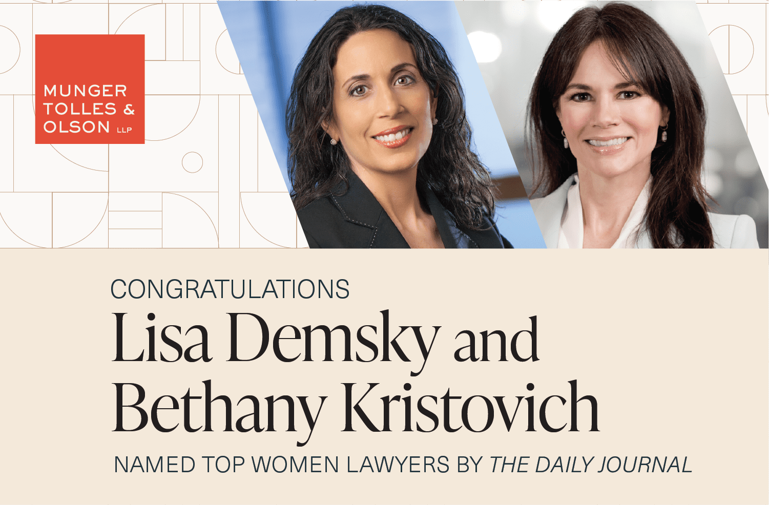 Lisa Demsky and Bethany Kristovich Named Top Women Lawyers by the Daily Journal