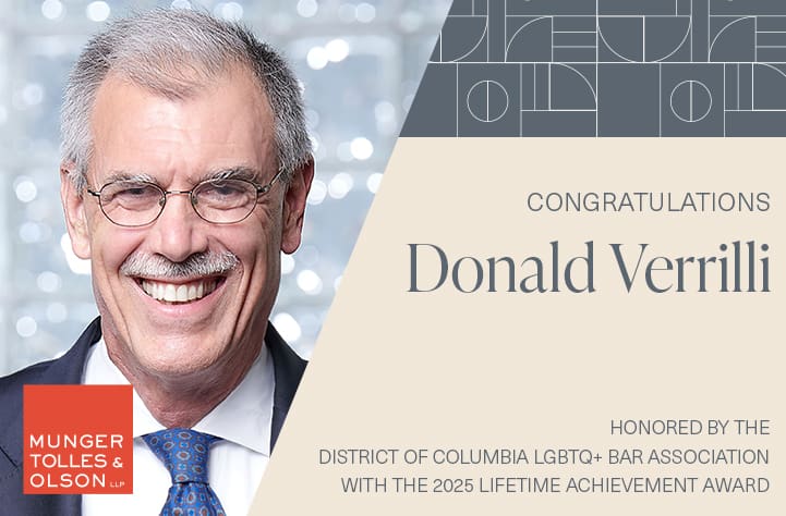 Don Verrilli Recognized by the DC LGBTQ+ Bar Association with 2025 Lifetime Achievement Award