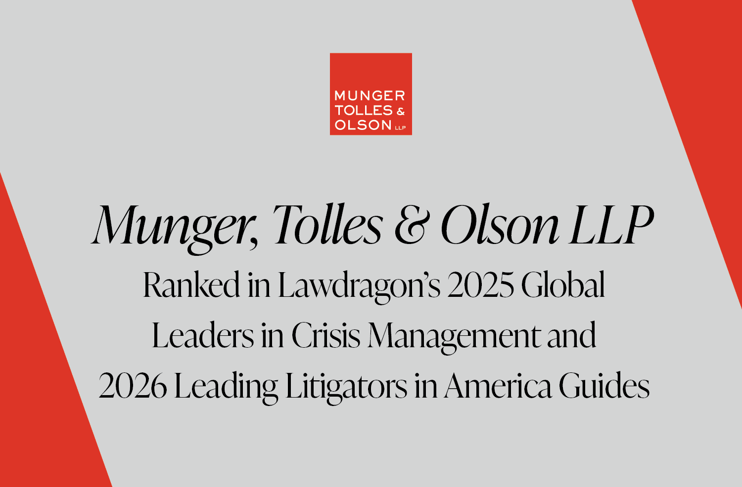 Lawdragon’s 2025 Global Leaders in Crisis Management and 2026 Leading Litigators in America Guides