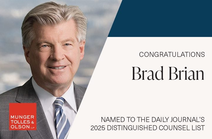 Brad Brian Recognized in the Daily Journal’s 2025 Distinguished Counsel List