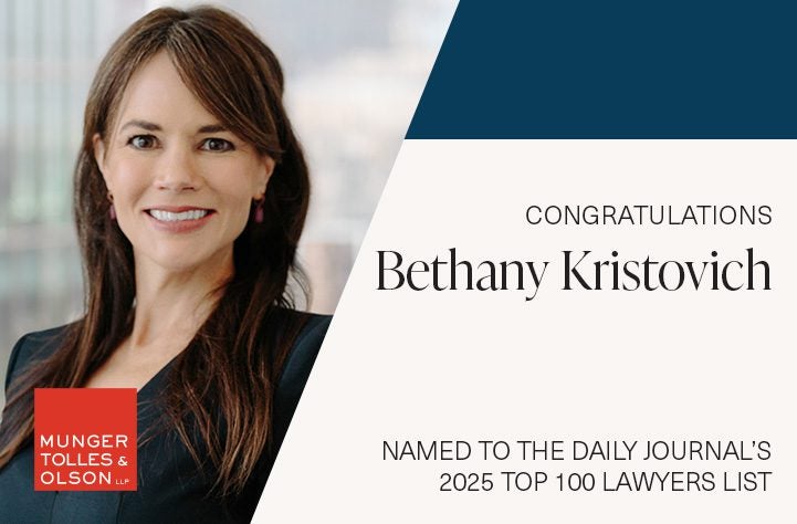 Bethany Kristovich Recognized in the Daily Journal’s 2025 Top 100 Lawyers List 1 Bethany Kristovich Recognized in the Daily Journal’s 2025 Top 100 Lawyers List