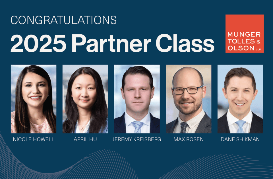 Munger, Tolles & Olson Elevates Five Lawyers to Partner