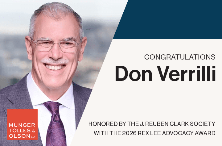 Don Verrilli Receives 2026 Rex Lee Advocacy Award