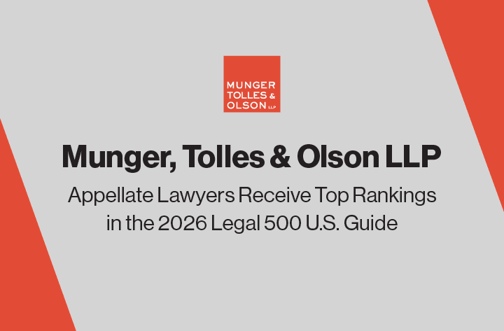 Appellate Lawyers Receive Top Rankings in the 2026 Legal 500 U.S. Guide